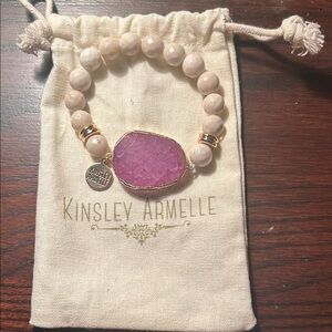 Kinsley Armelle Fuchsia and Gold Beaded Bracelet